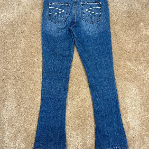 Y2K Women's Seven7 Boot Cut Flare Bling Stretch Jeans Size 10 W 30" L 32.5" Used - Picture 1 of 11